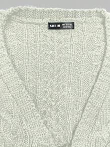 SHEIN Unity Women's Solid Color Simple Daily Tie Cardi,Long Sleeve Tops Fall Winter Cloth For Women - Beige - View 6
