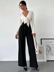 SHEIN Privé Women's Front-Tie Casual Cardigan - Apricot - View 5