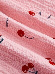 SHEIN MOD Plus Size Women's Cherry Pattern Maxi Slip Dress - Pink - View 3