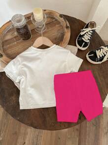 Wildeya Conjunto de 2 piezas de sudadera y pantalones de estampado gráfico colorido y casual para niñas bebé, ropa de exterior para primavera y verano