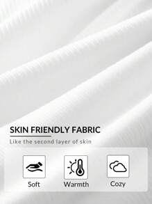 SHEIN BASICS Women's Casual Solid Color Knit Scoop Neck Long Sleeve Split Hem Fitted T-Shirt - White - View 3