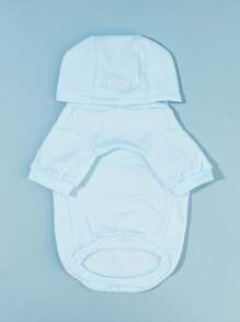 PETSIN 1pc Pet Blue Hooded Sweatshirt, Warm & Cozy, Autumn & Winter - Multicolor - View 7