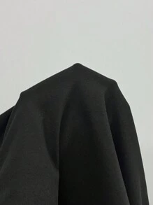 SHEIN Frenchy 大码女式优雅花卉网眼撞色长袖紧身衣，适合冬季 - 黑色 - 查看 8