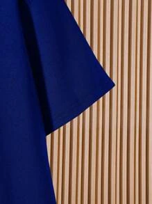 Teen Boy Round Neck Letter Printed Short Sleeve T-Shirt For Summer - Royal Blue - View 4