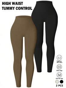 Easithlete 女式纯色高腰休闲运动紧身裤瑜伽裤 - 彩色 - 查看 1