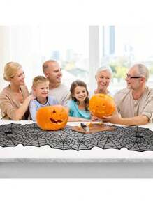 1 件万圣节黑色蜘蛛网桌旗、万圣节蜘蛛网桌布、万圣节恐怖派对黑色蕾丝桌布、万圣节蜘蛛网黑色图案桌布、餐桌装饰、壁炉装饰万圣节礼物、完美的万圣节恐怖家居装饰万圣节蜘蛛网餐垫礼物