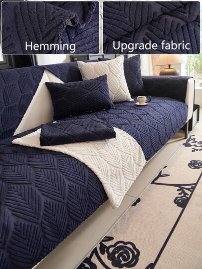 1件雪尼尔沙发抱枕套，3D立体花卉图案，简约惊喜风格沙发保护套，防滑防刮，四季皆宜，家居装饰