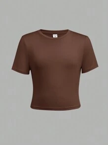 SHEIN 3pcs/Set Tween Girls Crew Neck Solid Color Comfy Short Sleeve T-Shirts - Hot Pink - View 3