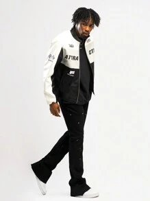 Chillumni Männer Tinte Muster gerade und lockere Passform lässige Jeans