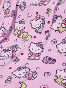 HELLO KITTY AND FRIENDS | SHEIN Flannel Full Pattern Blanket - Pink - View 6