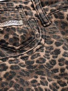 DAZY Women's Leopard Print Loose Wide Leg Autumn Jeans,Ladies Casual Pocket,Zipper Natural Wide Leg Long Brown Baggy Loose Women Jeans,Spring/Fall,Casual Daily Wear - Brown - View 8