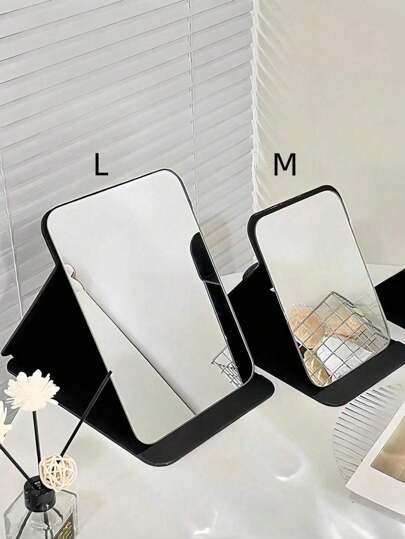 SHEIN 1pc Simple Bathroom And Bedroom Makeup Mirror, Back To School Dormitory Mirror Portable Desktop Vanity Mirror, Office Desk Stand Mirror, Handheld Cosmetic Mirror, Adjustable Tabletop Mirror, Student Dormitory Dressing Table Mirror, Home Decoration, Room D Home Bathroom Decor Summer Makeup Organizer Bathroom Accessories