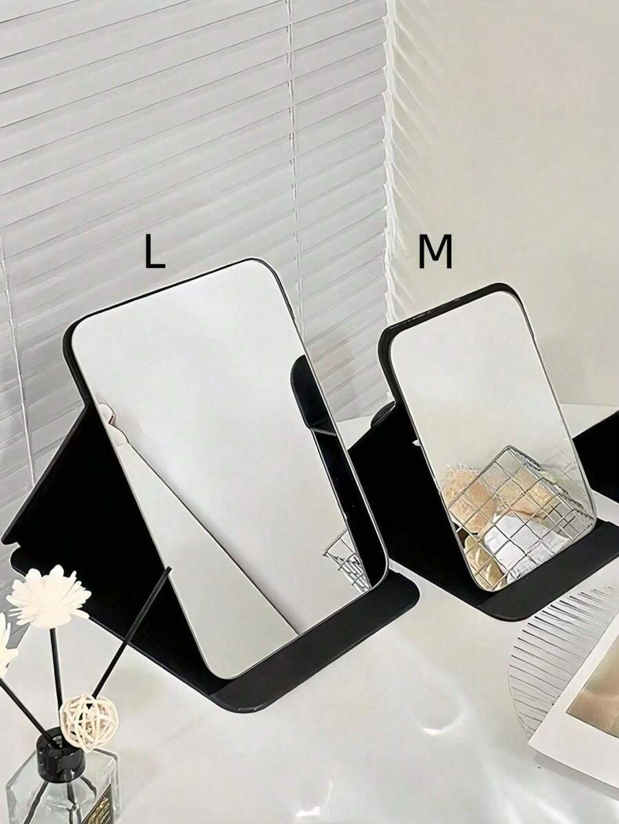 SHEIN 1pc Simple Bathroom And Bedroom Makeup Mirror, Back To School Dormitory Mirror Portable Desktop Vanity Mirror, Office Desk Stand Mirror, Handheld Cosmetic Mirror, Adjustable Tabletop Mirror, Student Dormitory Dressing Table Mirror, Home Decoration, Room D Home Bathroom Decor Summer Makeup Organizer Bathroom Accessories