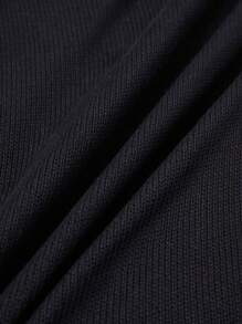 Manfinity Dauomo Áo len dệt kim đơn giản cổ tròn dài tay họa tiết xương cho nam, thường ngày - màu đen - Xem 6