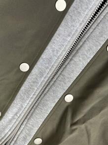 SHEIN LUNE 大码女式拼色连帽拉链夹克，冬季秋季服装