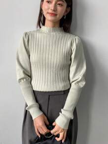 FRIFUL Women's Senior Fitted Solid Color Sweater Fall - Green - View 1