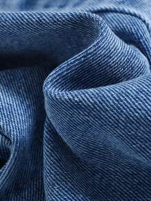 Pantalones vaqueros de otoño/primavera para bebés niños con diseño de orejas de oso y parches en las rodillas - Azul lavado medio - Ver 6