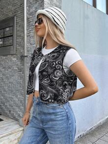 Forever 21 Paisley Print Cropped Casual Vacation Camisole - Multicolor - View 6