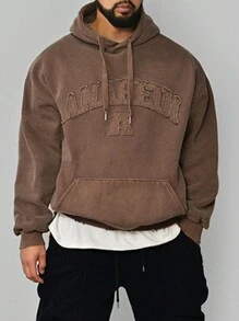 DAZY Men's Letter Printed Thermal Lined Hoodie, Autumn/Winter