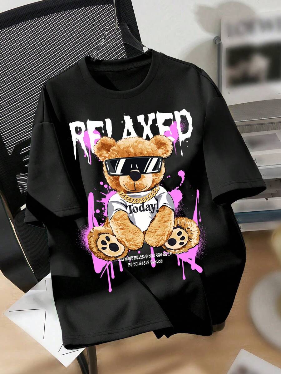 SHEIN Leap Crew Camiseta Casual de Manga Curta com Gola Redonda para Meninos Pré-adolescentes, Verão