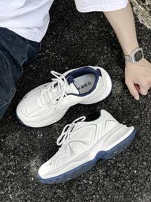 TUOPIN Gestreifte Herren Sportschuhe, lässige atmungsaktive Outdoor Schuhe, Sneaker mit dicker Sohle - Für schmale Füße bitte eine Nummer kleiner bestellen