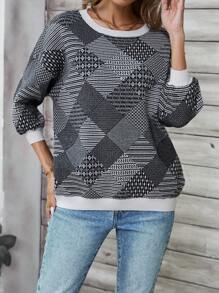 EMERY ROSE Women Cropped Intarsia Knit Sweater - Multicolor - View 4