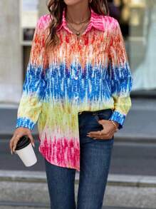 SHEIN LUNE 闪亮亮片装饰女式开衫衬衫上衣 - 彩色 - 查看 1