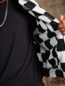 Manfinity Roughcore Áo khoác nam dài tay in họa tiết kẻ caro cỡ lớn thời trang cho mùa thu đông - Đen và trắng - Xem 7