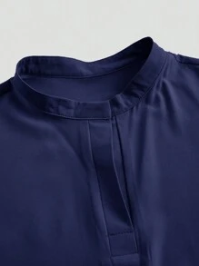 TaskEZ Conjunto de uniforme de pantalón y camisa de manga corta de un solo color, conjunto de batas - Azul - Ver 8