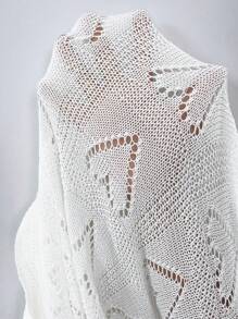 SHEIN LUNE Sweater Rajut Berlubang Leher V Ukuran Besar, Musim Semi, Gugur, Musim Dingin - Putih - View 3