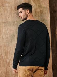 RueChic Men Solid Raglan Sleeve Sweater - Black - View 2
