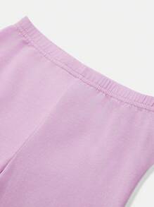 SHEIN Toddler Girls Cotton Drop Shoulder Top & Cycling Shorts Set - Lilac Purple - View 17