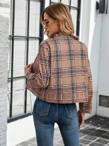 SHEIN LUNE Chaqueta de mujer casual con cordón vintage clásica a cuadros de 4 temporadas
