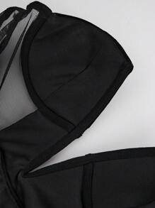 Hauture Velvet Dress With Sheer Sides - Black - View 7