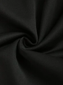 SHEIN Unity 女士圆领落肩长袖短款蝴蝶结印花卫衣，春秋季套头衫 - 黑色 - 查看 5