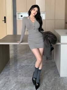 DAZY Women Halter Patchwork Mini Dress,Fall Women Clothes