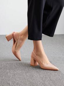 CUCCOO BIZCHIC Apricot Pointed Toe Block Heel Pumps, Fashion High Heels For Work, Date, Party, Wedding, Vacation Spring Shoes Spring Break Easter For Christmas