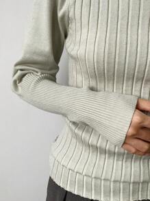 FRIFUL Women's Senior Fitted Solid Color Sweater Fall - Green - View 8