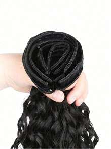 8pcs Clip In Water Wave Human Hair Extension 1B Extension For Women Daily Use Real Easy To Wear Natural Black Color Hair Extensions - Natural Black - View 4