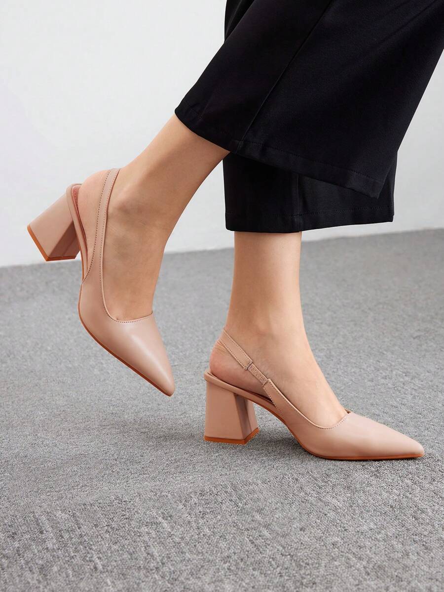 CUCCOO BIZCHIC Apricot Pointed Toe Block Heel Pumps, Fashion High Heels For Work, Date, Party, Wedding, Vacation Spring Shoes Spring Break Easter For Christmas