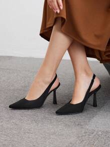 CUCCOO BIZCHIC Women's Fashion Black Suede Pointed Toe Classic High Heel Pumps For Work, Date & Party Spring Shoes Spring Break Easter For Christmas Spring Shoes - Black - View 3