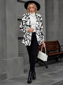 EMERY ROSE Áo khoác dài tay có cổ in họa tiết hình học Xuân/Thu cho nữ - Nhiều màu - Xem 6