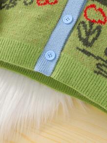 SHEIN Tween Girl Girls Cardigan Sweater, Personalized Cute Warm V-Neck Cardigan For Autumn And Winter - Blue - View 6
