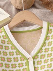 SHEIN 年轻女孩学院风可爱针织毛衣套装，春秋 - 粉色 - 查看 6