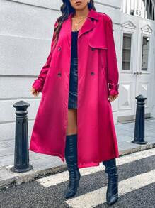 SHEIN Unity Áo khoác dài tay cổ bẻ cài nút phía trước cỡ lớn, thường ngày - Màu tím - Xem 3