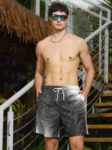 Manfinity Swimmode Men's Ombre Print Beach Shorts - Multicolor - View 7