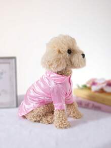 1pc Pink Adorable Pet Clothing, Silk Buttoned Pajamas For Dogs And Cats, Random Delivery - Suitable For Spring And Autumn Season For Festival And Holiday Valentine DAY, Valentines Wedding, Birthday - Pink - View 4