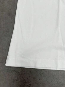 Manfinity Dauomo 男士休闲圆领短袖卡通印花T恤，夏季 - 白色 - 查看 4