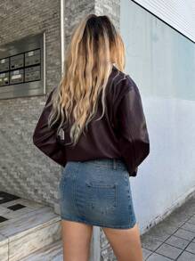 Forever 21 Casual Washed Blue Denim Mini Skirt, Summer - Blue - View 2