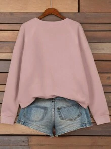 EMERY ROSE Women's Letter Printed Round Neck Hoodie,Long Sleeve Tops Graduation,Back To School Outfits,Graduation,Teacher Outfits For Women,Back To School